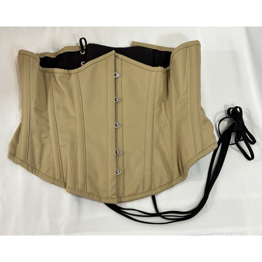 Orchard Corset Size 30 Tan Underbust Steel Boned Lace Up Waist Trainer Goth